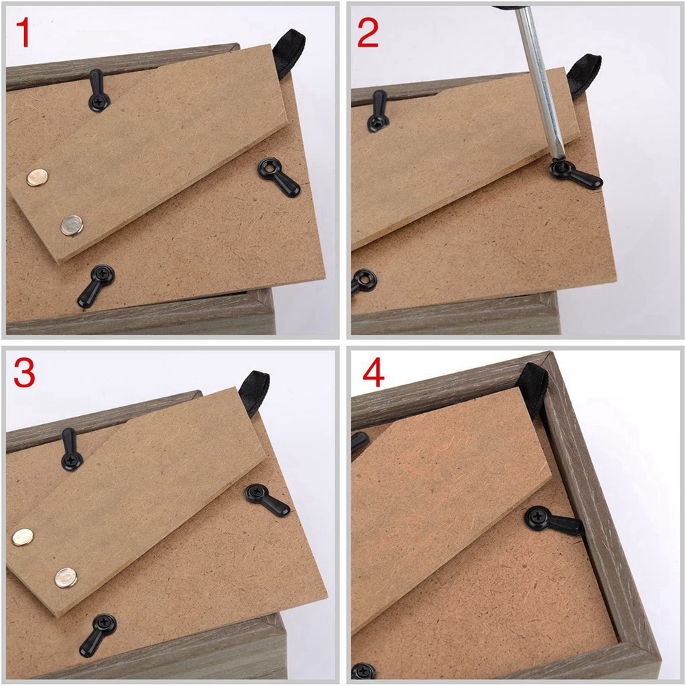 Bamboo Photo Frame - ABYN-Bilderrahmen-Drehknopf-Befestigungselemente-Set, Bilderrahmen-Rückseite, Clips, Fotorahmen-Hardware-Clips