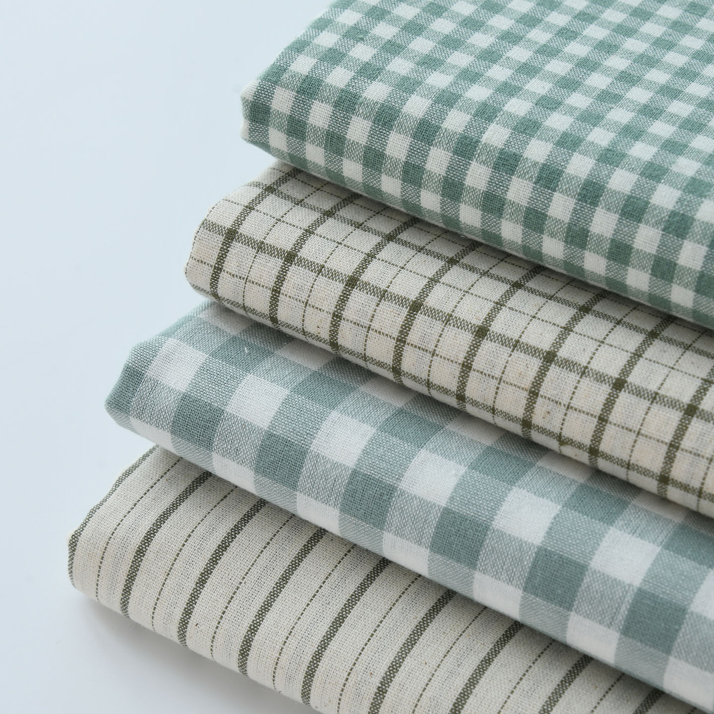 Linen Table Runner - Vintage Grüner Kunstleinenstoff Weicher Karo-Streifen-Druck Saugfähig