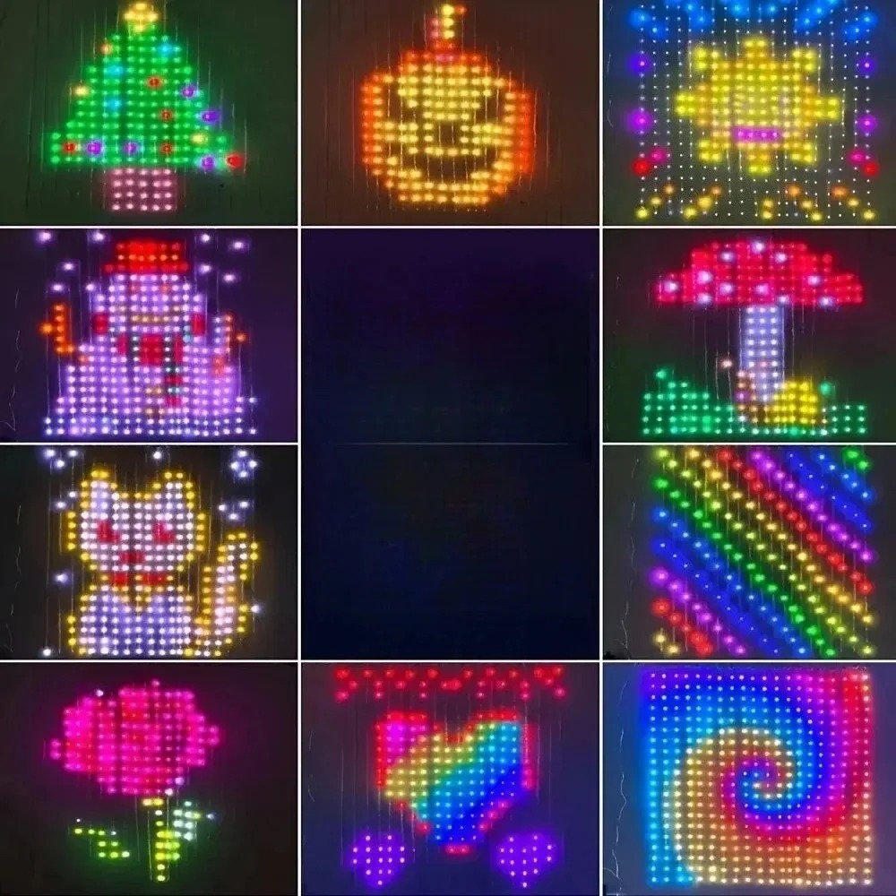 Home Decor Free App - LED-Pixel-Lichtvorhang mit Bluetooth-App-Steuerung, RGB, DIY, für