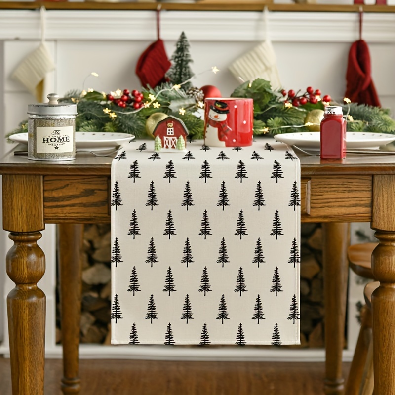 Linen Table Runner - Einfacher Weihnachtsbaum-Tischläufer, modisch, heißer Artikel, Urlaubsdekoration,