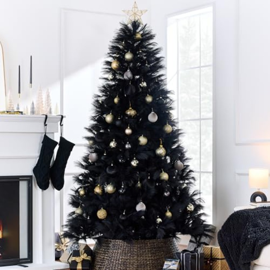 Pampas Grass Decor - Weihnachtsbaumdekoration: künstliches schwarzes Pampasgras, 1,80 m