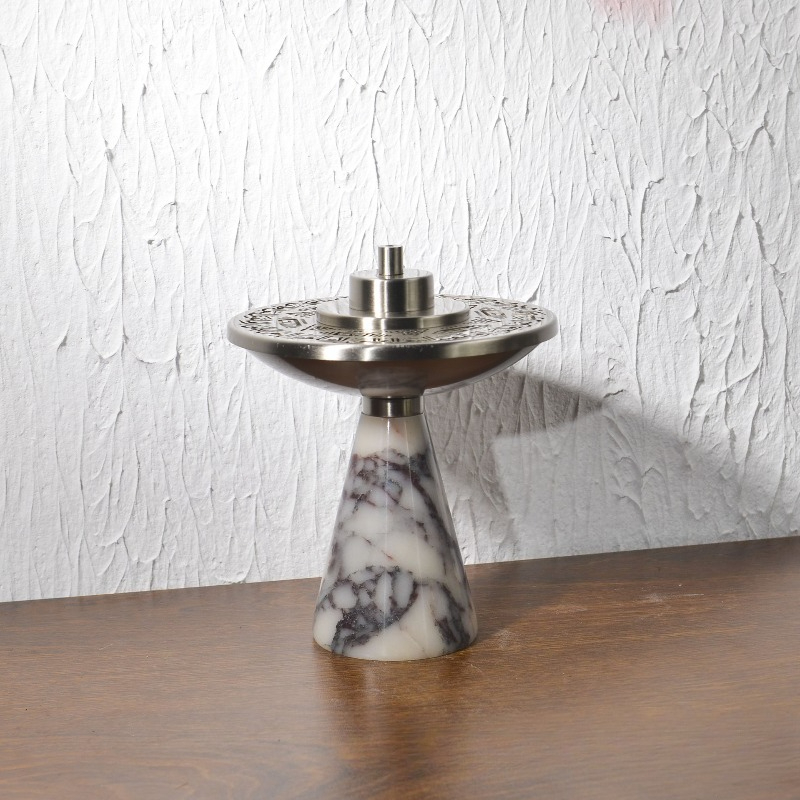 Home Decor Magazine - Natürlicher Marmor-Räucherstäbchenhalter, hohler Metall-Weihrauchbrenner, Kunsthandwerk, Hoteldekoration,