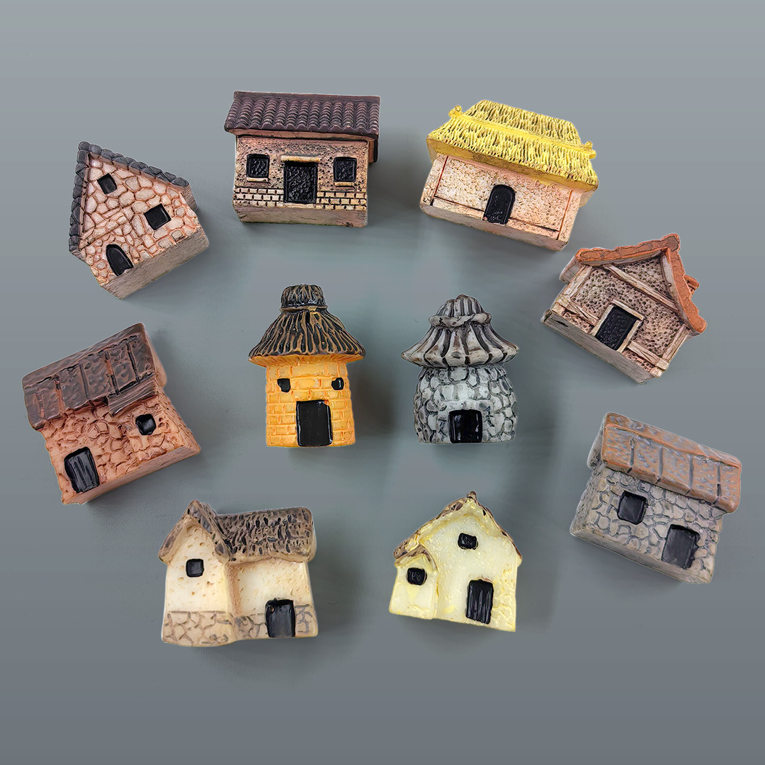 Home Decor Za - Mini-Hausfigur aus Kunstharz, DIY-Heimdekoration, Miniatur-Feengarten-Zubehör, Moderne
