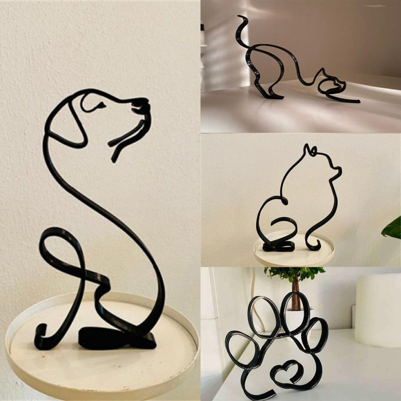 Home Decor Y2K - Hund Kunst Skulptur Metall Hund abstrakte