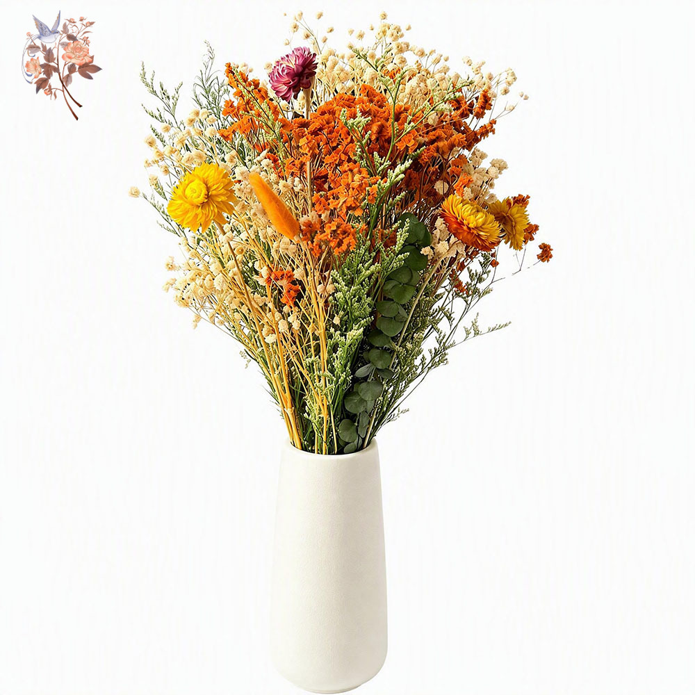 Pampas Grass Decor - Herbstlicher Trockenblumenstrauß aus natürlichem orangefarbenem Pampasgras