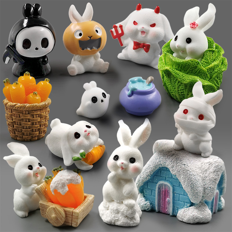 Home Decor Za - Halloween Weihnachten Ostern Weißer Hase Figur