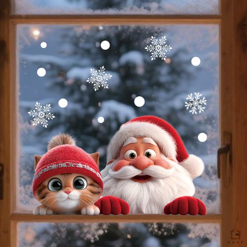 Home Decor Theme - Abnehmbare Weihnachts-Fenstersticker mit lustigen Motiven von