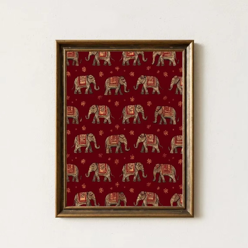 Indisches Elefantenmuster-Druc – Home Decor Indonesia Bewertung und Preis