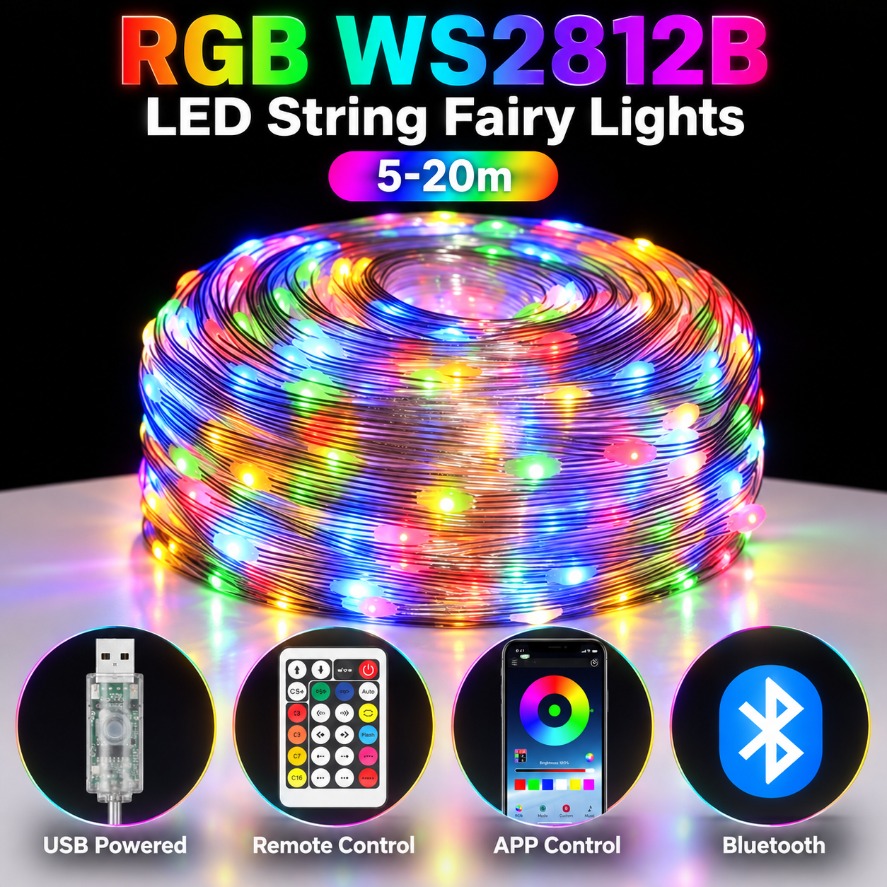 5-20m WS2812B RGB LED-Lichterk – Home Decor Free App Bewertung und Preis