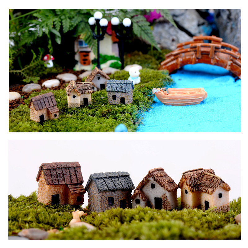 Mini-Hausfigur aus Kunstharz,  – Home Decor Za Bewertung und Preis