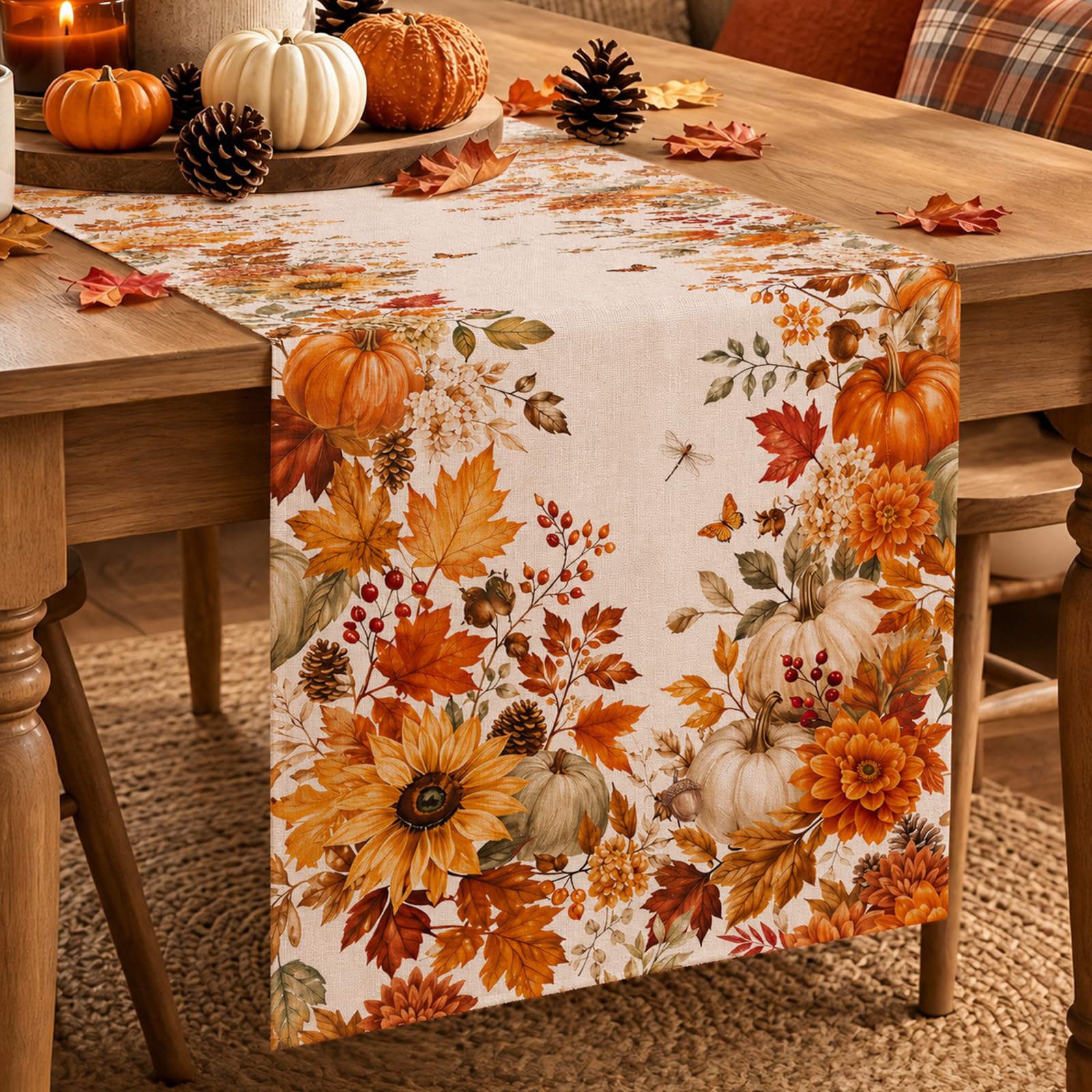 Herbstlicher Tischläufer mit S – Linen Table Runner Bewertung und Preis
