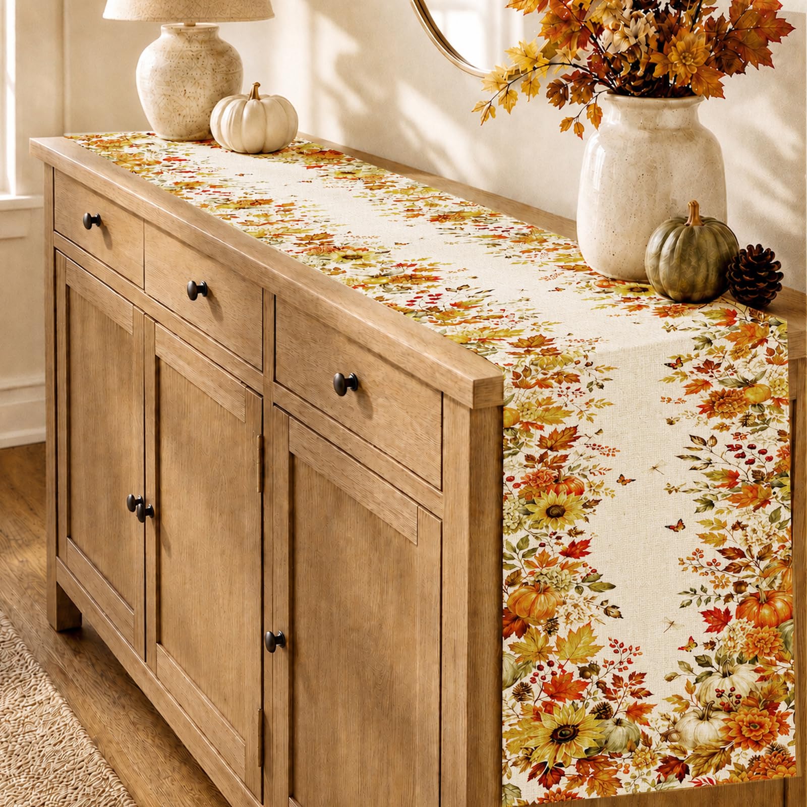 Herbstlicher Tischläufer mit S – Linen Table Runner Bewertung und Preis