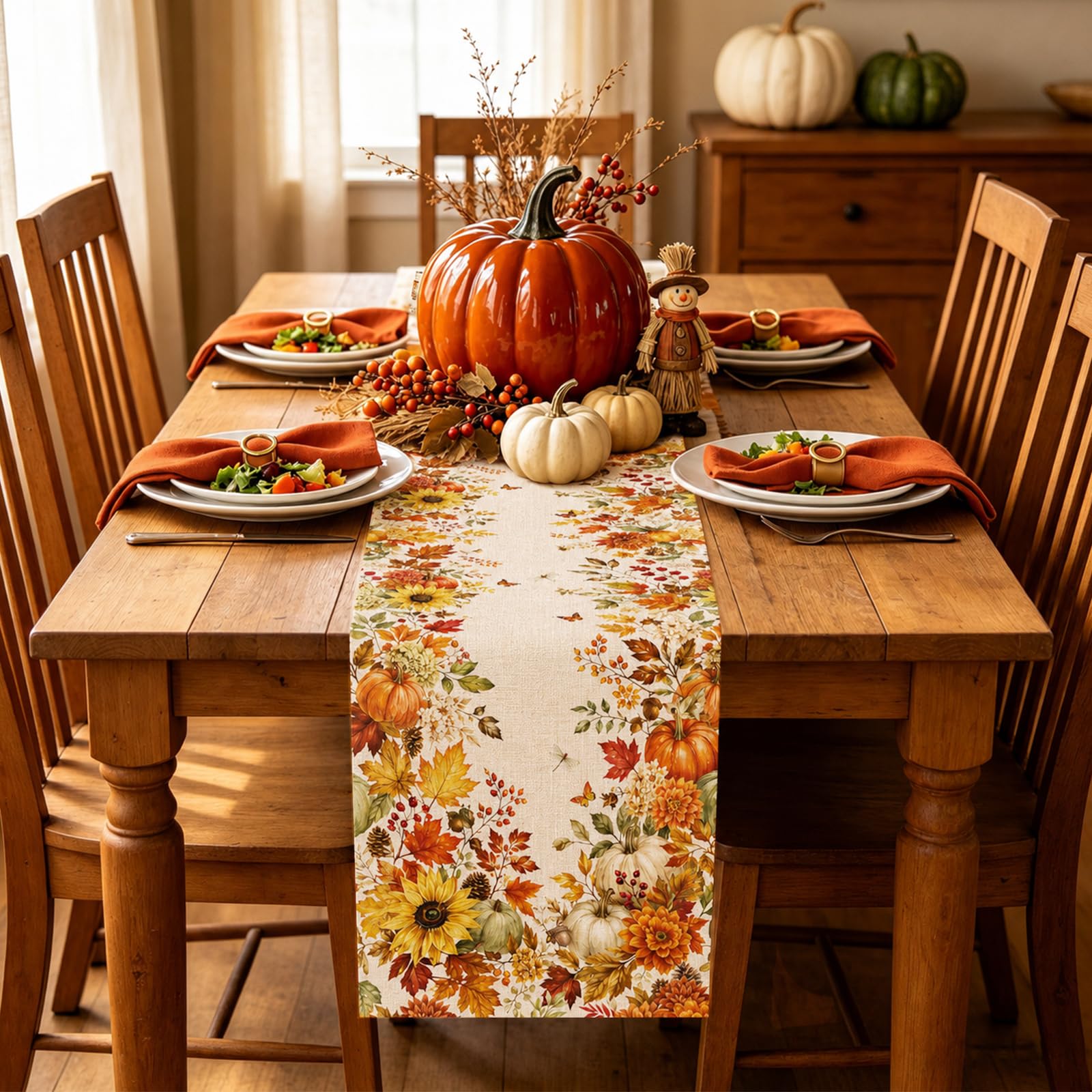 Herbstlicher Tischläufer mit S – Linen Table Runner Bewertung und Preis