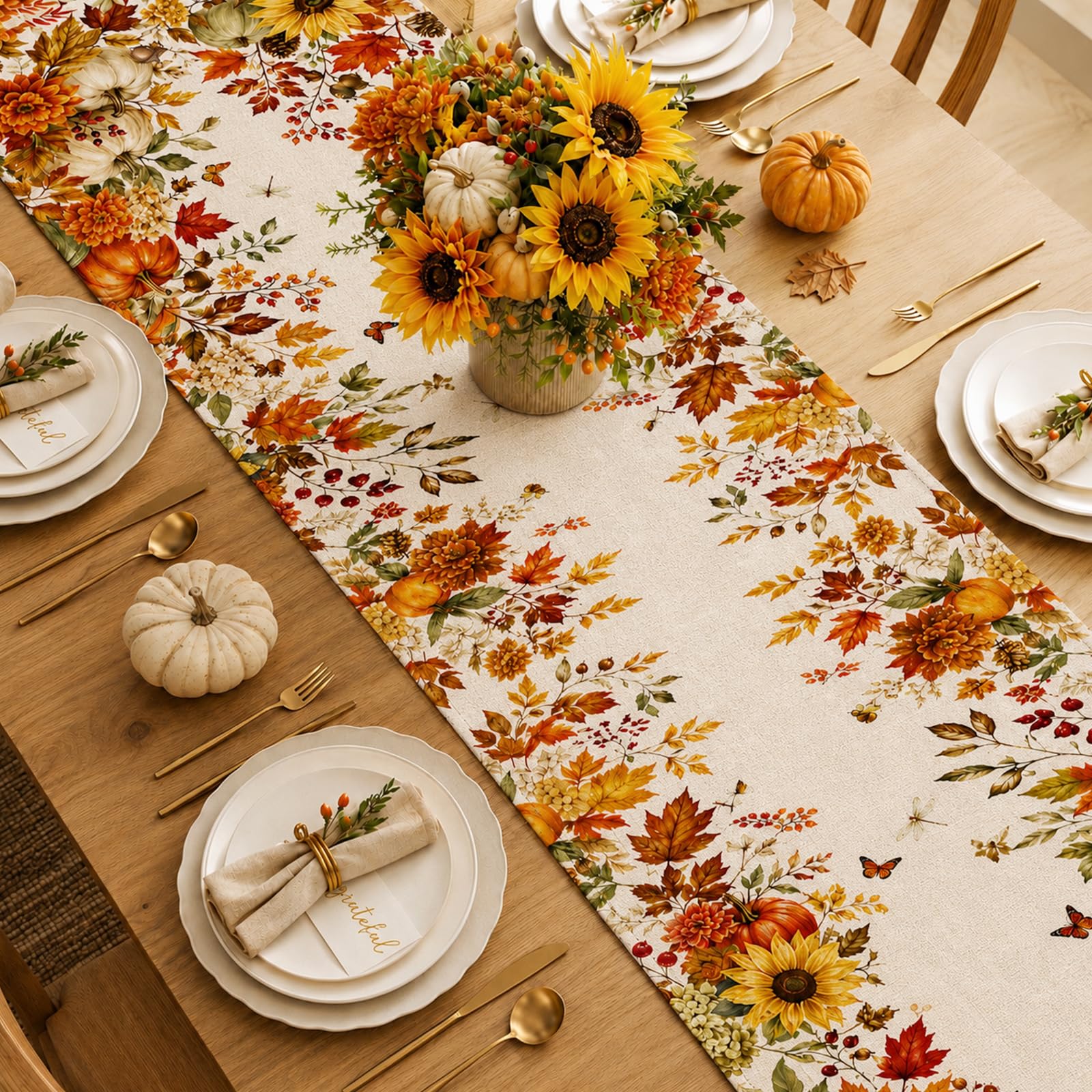 Herbstlicher Tischläufer mit S – Linen Table Runner Bewertung und Preis